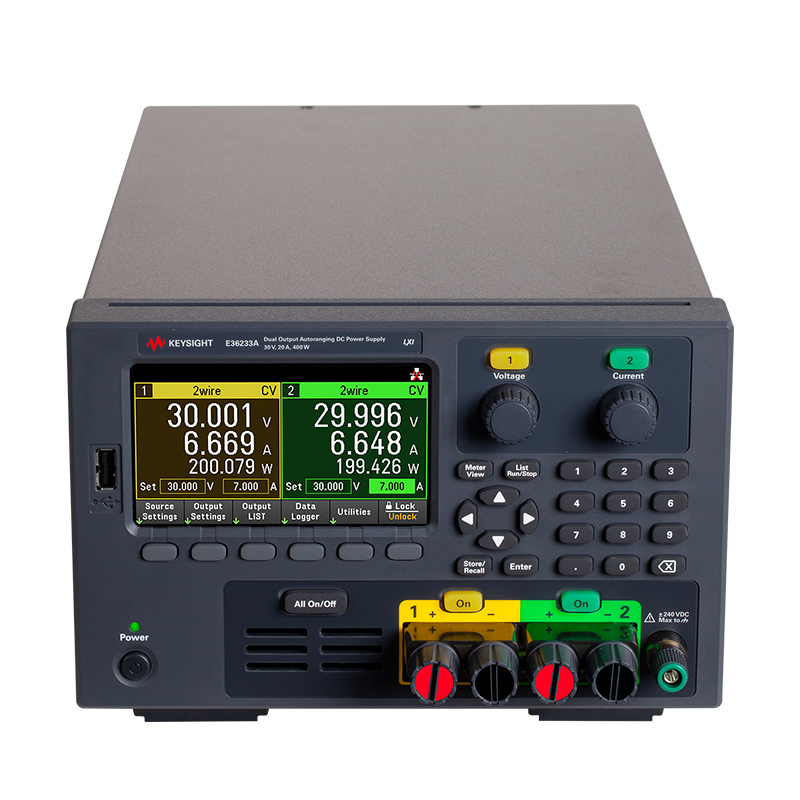 E36233A 400 W 自动量程双路输出电源,30 V,20 A