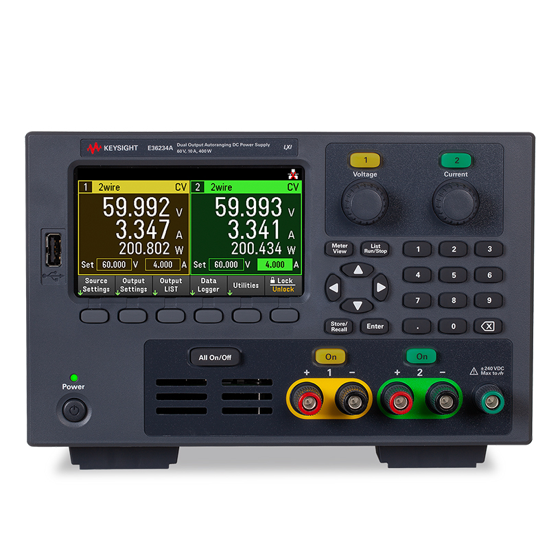 E36234A 自动量程双路输出电源，60 V，10 A，400 W