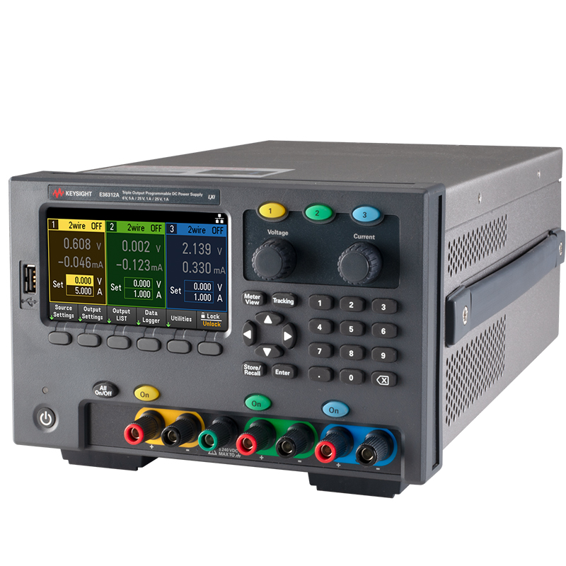 E36312A 80W 三路输出电源,6V,5A 和 2X 25V,1A