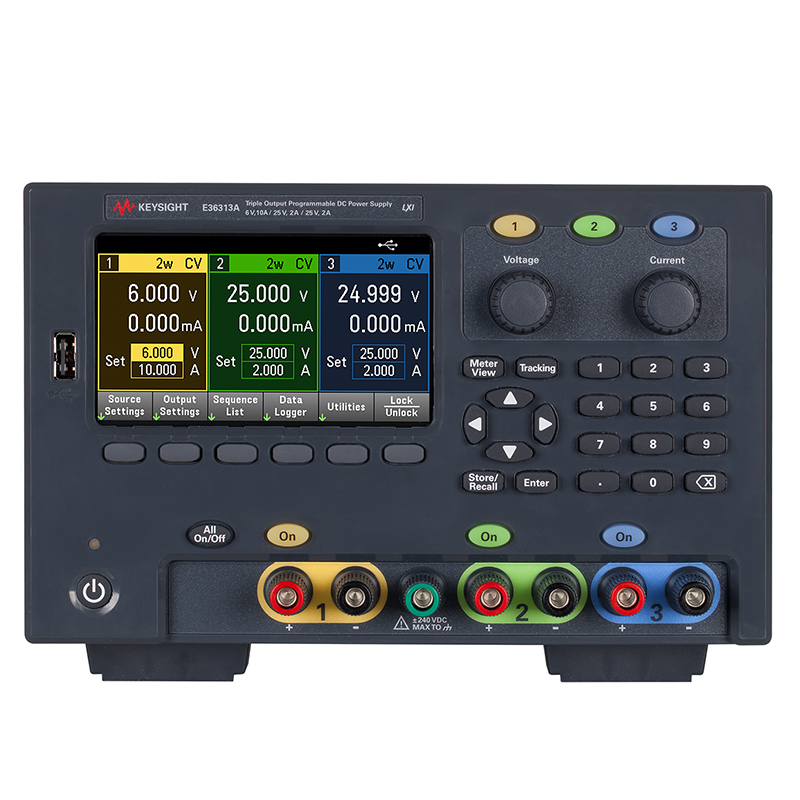 E36313A 160W 三路输出电源，6V，10A 和 2X 25V，2A