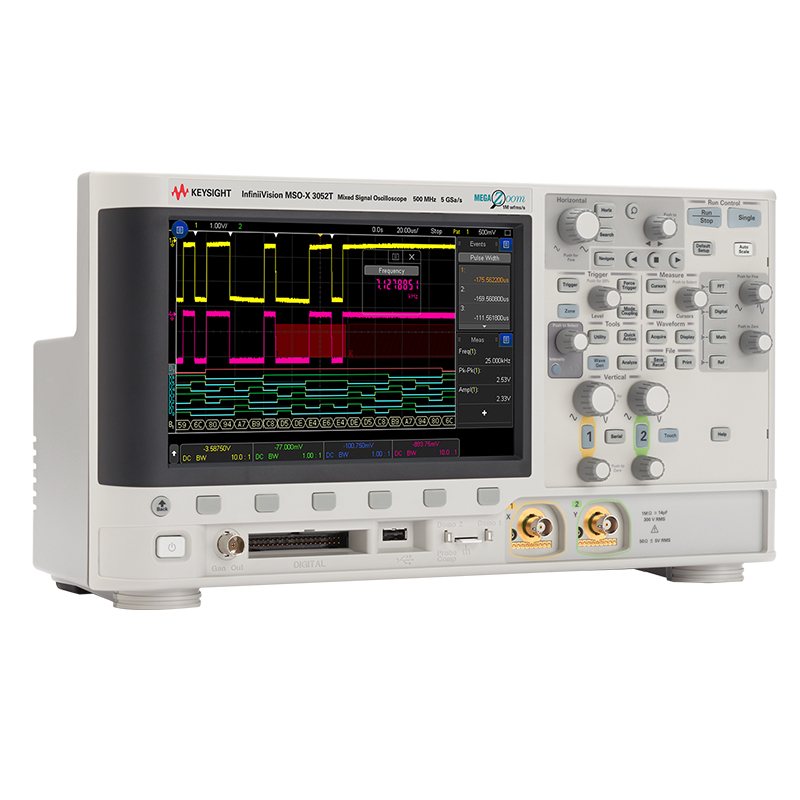 MSOX3052T 混合信号示波器:500 MHz,2 个模拟通道和 16 个数字通道