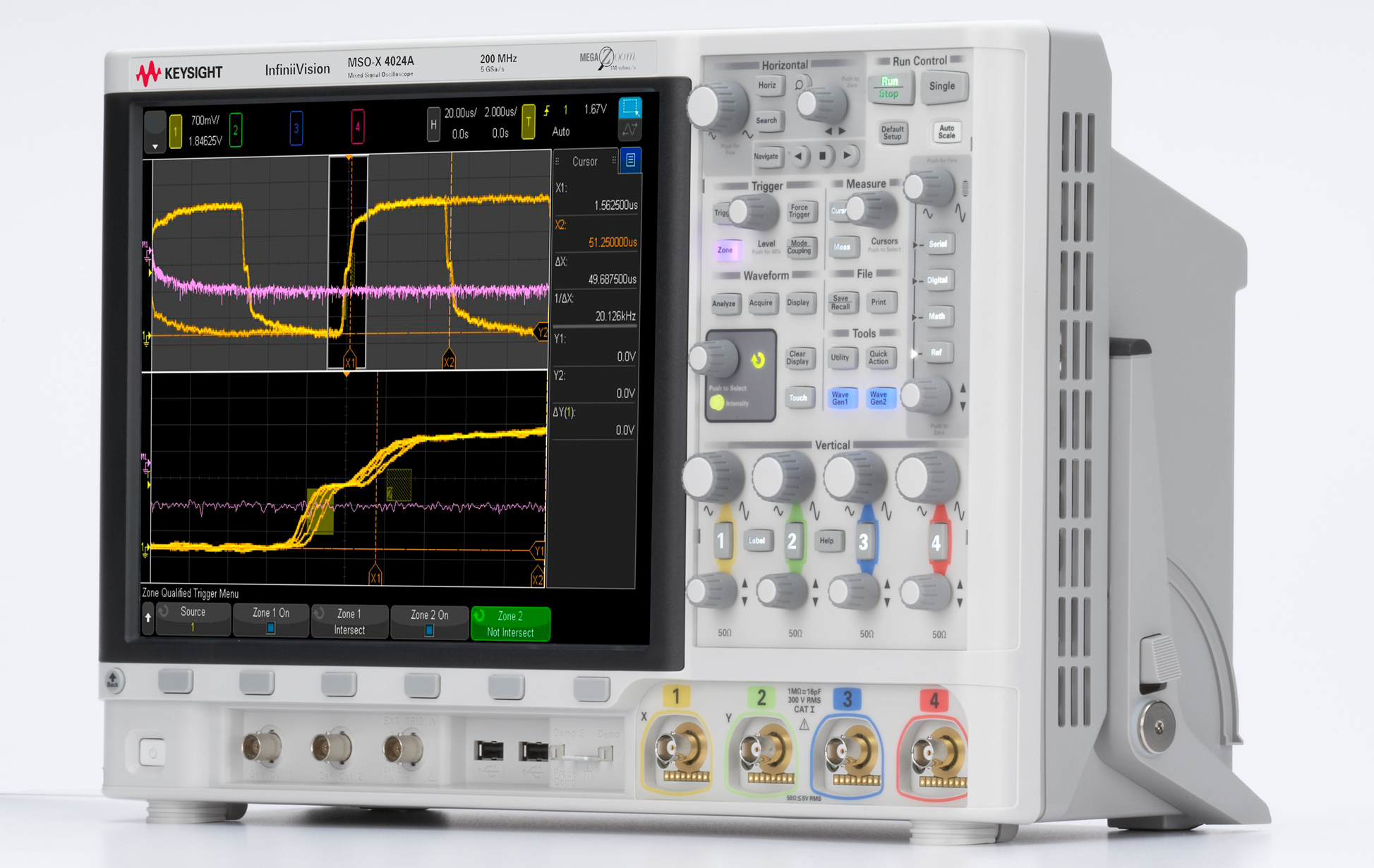 MSOX4024A 混合信号示波器:200 MHz,4 个模拟通道和 16 个数字通道