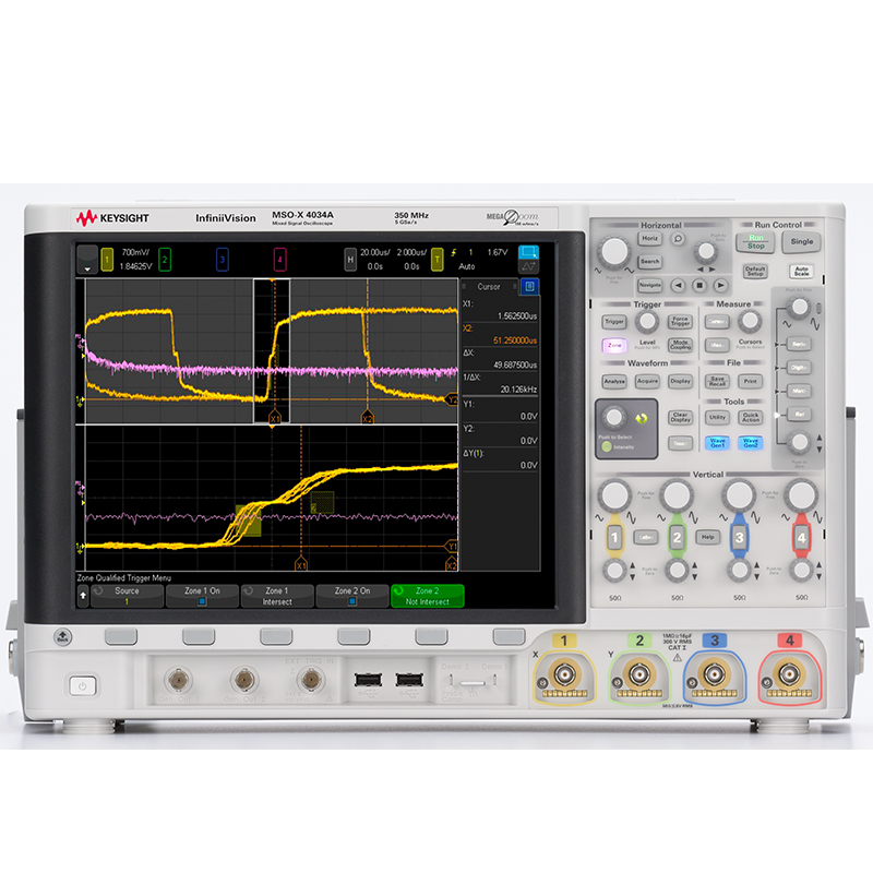 MSOX4034A 混合信号示波器：350 MHz，4 个模拟通道...